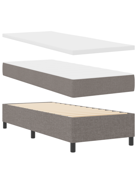 Letto box spring con materasso Tortora 80x200 cm Tessuto