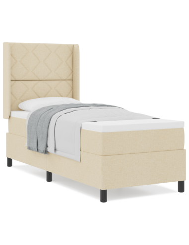 Letto a molle con materasso Crema 80 x 200 cm Tessuto