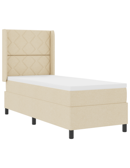 Letto Box Spring con Materasso Crema 80x200 cm Tessuto