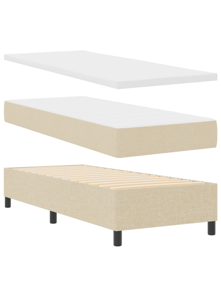 Letto Box Spring con Materasso Crema 80x200 cm Tessuto