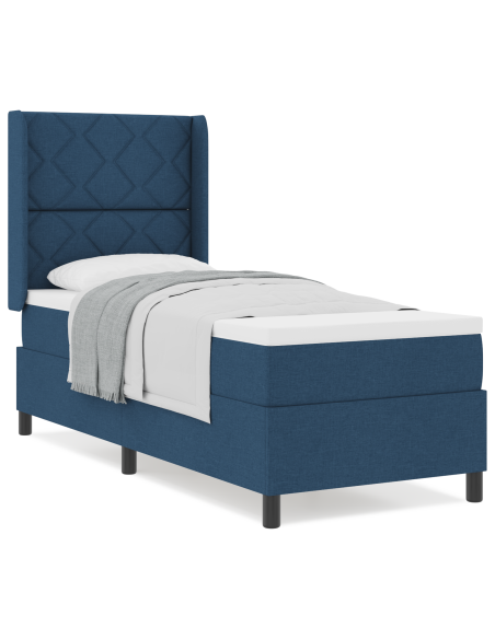 Letto a Molle con Materasso Blu - 80x200 cm Tessuto