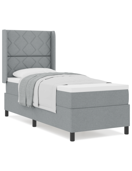 Letto con Box Spring e Materasso Grigio Chiaro 90x190 cm Tessuto