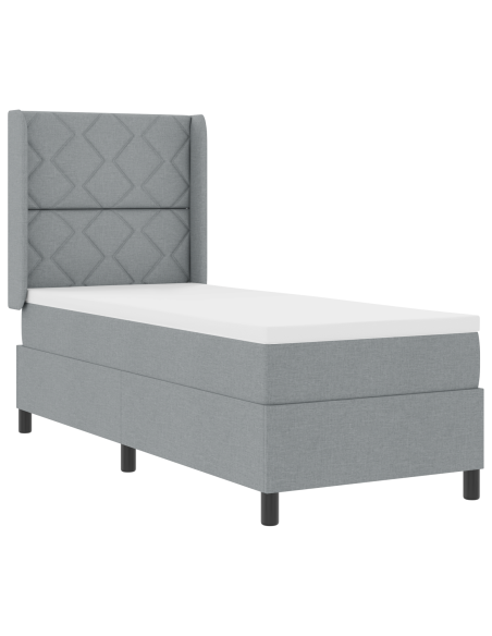 Letto con Box Spring e Materasso Grigio Chiaro 90x190 cm Tessuto