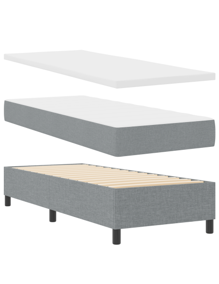 Letto con Box Spring e Materasso Grigio Chiaro 90x190 cm Tessuto