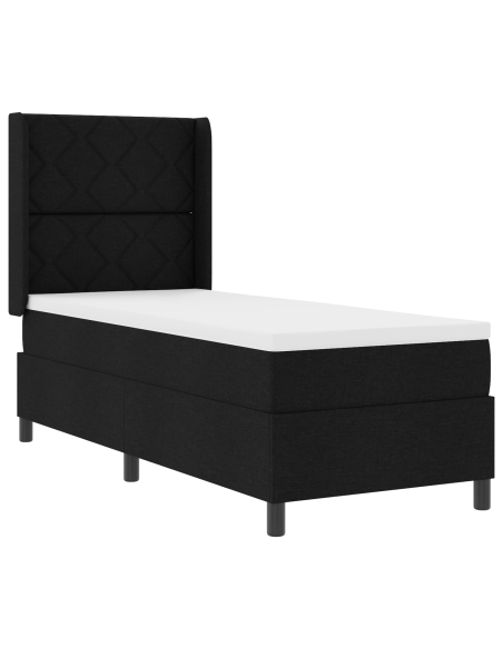 Letto Box Spring con Materasso Nero 90x190 cm Tessuto