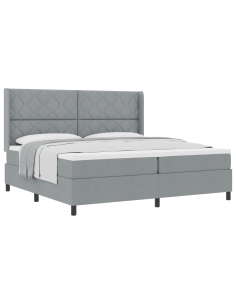 Letto a molle con materasso Grigio chiaro 200 x 200 cm Tessuto