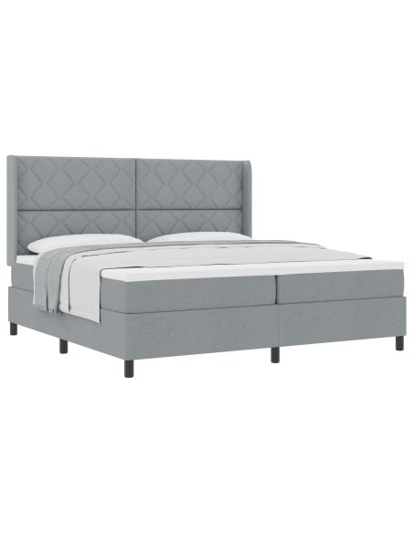 Letto a molle con materasso Grigio chiaro 200 x 200 cm Tessuto