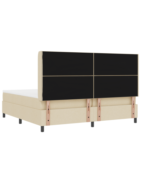 Letto a molle con materasso Crema 200 x 200 cm Tessuto