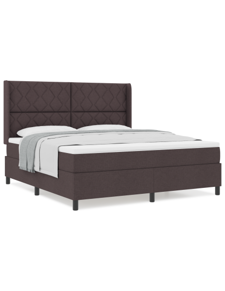 Letto a Rete con Materasso Marrone Scuro 180x200 cm in Tessuto