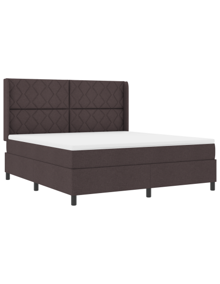 Letto a Rete con Materasso Marrone Scuro 180x200 cm in Tessuto