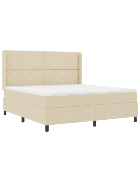 Letto Box Spring con Materasso Crema 180x200 cm in Tessuto