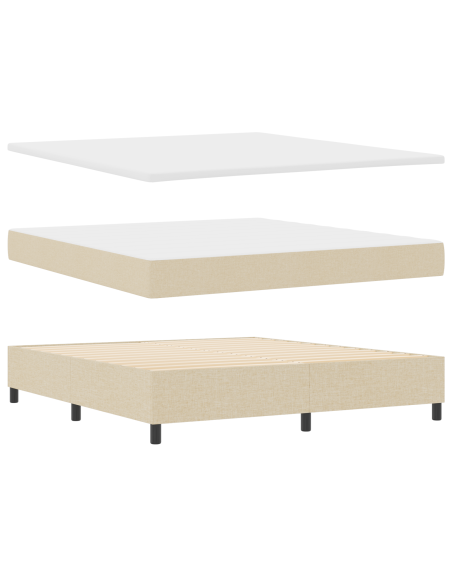 Letto Box Spring con Materasso Crema 180x200 cm in Tessuto