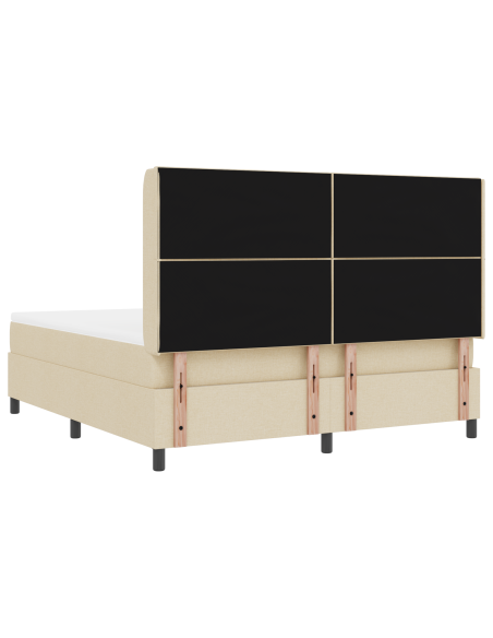 Letto Box Spring con Materasso Crema 180x200 cm in Tessuto