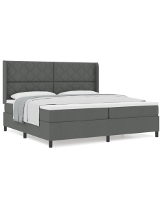 Letto a molle con materasso Grigio scuro 200 x 200 cm Tessuto 2