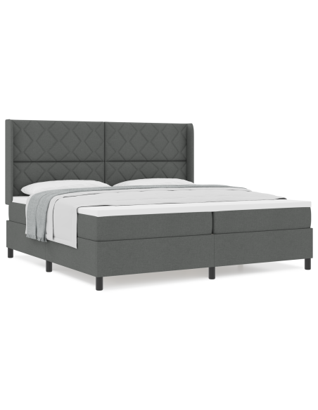 Letto  con Reti a Molle e Materasso Grigio Scuro 200x200 cm in Tessuto