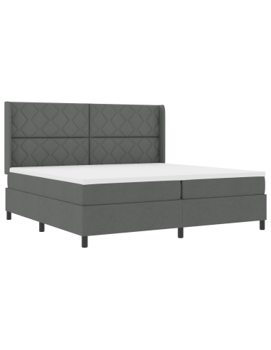 Letto a molle con materasso Grigio scuro 200 x 200 cm Tessuto