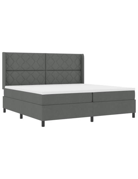 Letto  con Reti a Molle e Materasso Grigio Scuro 200x200 cm in Tessuto
