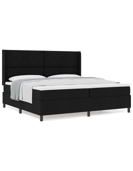 Letto a molle con materasso Nero 200 x 200 cm Tessuto