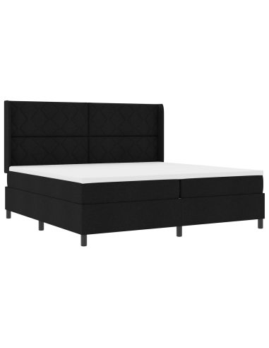 Letto a molle con materasso Nero 200 x 200 cm Tessuto