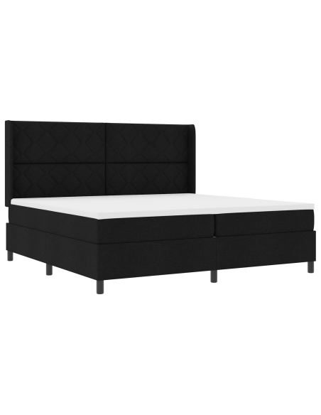 Letto a molle con materasso Nero 200 x 200 cm Tessuto