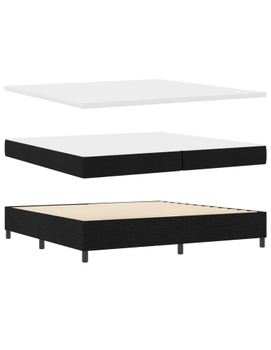 Letto a molle con materasso Nero 200 x 200 cm Tessuto