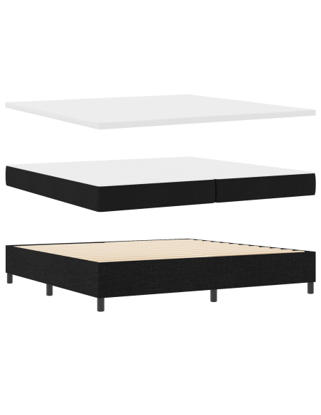 Letto a molle con materasso Nero 200 x 200 cm Tessuto