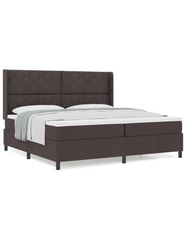 Letto a molle con materasso Marrone scuro 200 x 200 cm Tessuto