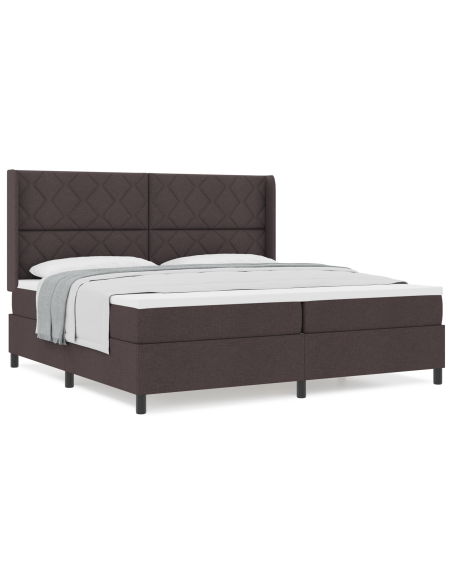 Letto a Box con Materasso Marrone Scuro 200x200 cm Tessuto