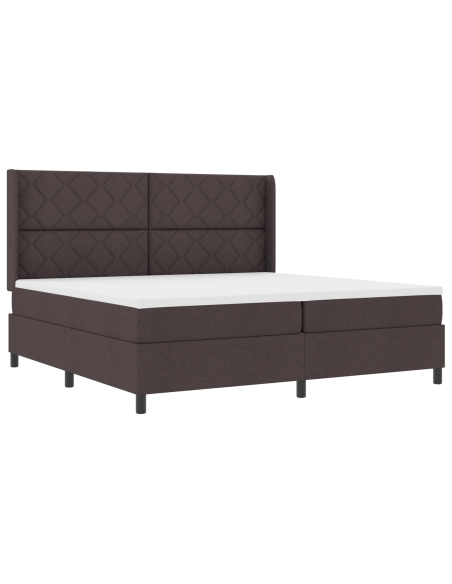 Letto a Box con Materasso Marrone Scuro 200x200 cm Tessuto