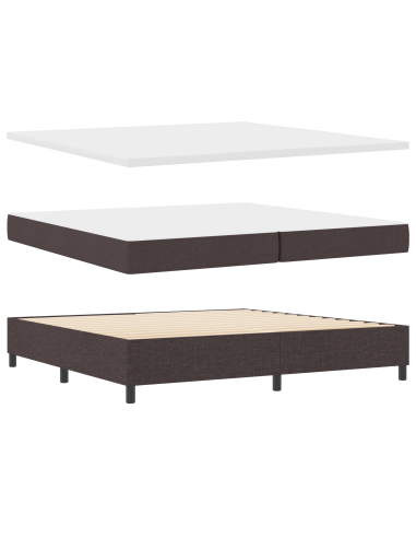 Letto a molle con materasso Marrone scuro 200 x 200 cm Tessuto
