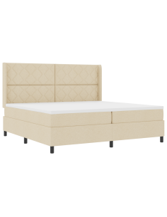 Letto a molle con materasso Crema 200 x 200 cm Tessuto 2