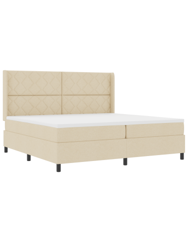 Letto a molle con materasso Crema 200 x 200 cm Tessuto