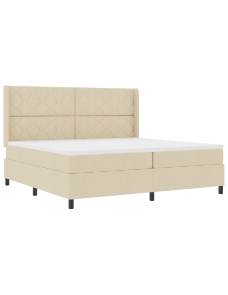 Letto a molle con materasso Crema 200 x 200 cm Tessuto
