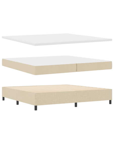 Letto a molle con materasso Crema 200 x 200 cm Tessuto