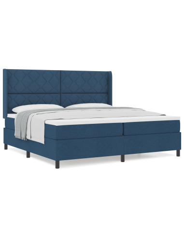 Letto a molle con materasso Blu 200 x 200 cm Tessuto