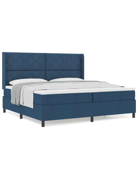 letto a box spring  con materasso blu 200x200 cm in tessuto
