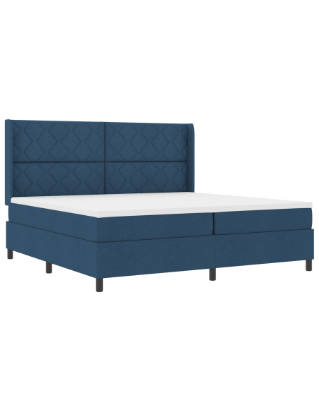 letto a box spring  con materasso blu 200x200 cm in tessuto