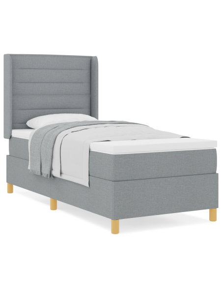Box Spring Bed con Materasso Grigio Chiaro 80x200 cm Tessuto