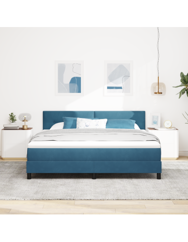 Letto a Sorgente LED con led Blu Scuro 180 x 200 cm Velluto