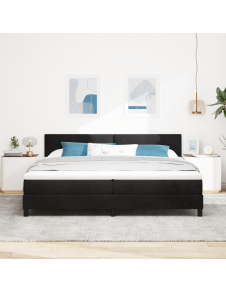 Letto con Box Spring e Materasso & LED Nero 200x200 cm Velluto