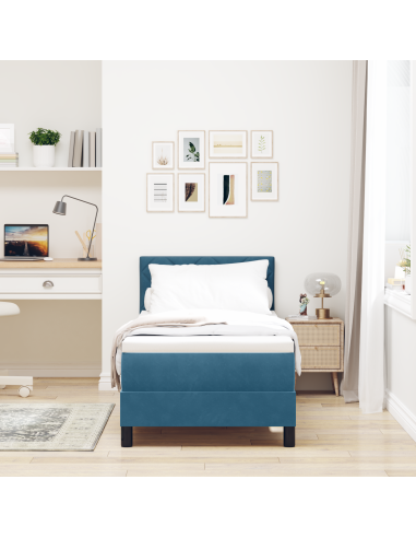 Letto a Sorgente LED con led Blu Scuro 80 x 200 cm Velluto