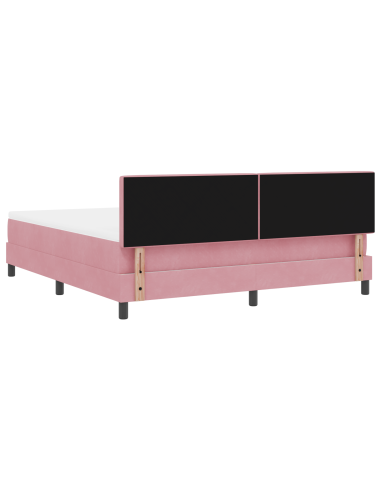 Letto a Sorgente LED con materasso Rosa 180 x 200 cm Velluto