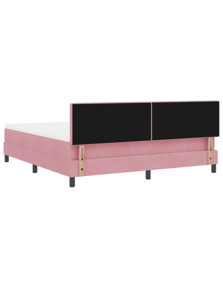 Letto a Sorgente LED con materasso Rosa 180 x 200 cm Velluto
