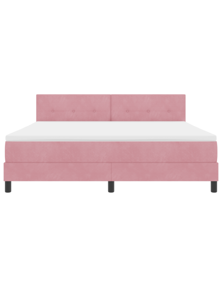 Letto a Sorgente LED con materasso Rosa 180 x 200 cm Velluto