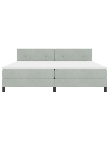 Letto a Sorgente LED con led Grigio chiaro 200 x 200 cm Velluto