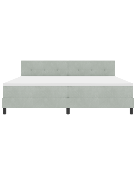 Letto a Sorgente LED con led Grigio chiaro 200 x 200 cm Velluto