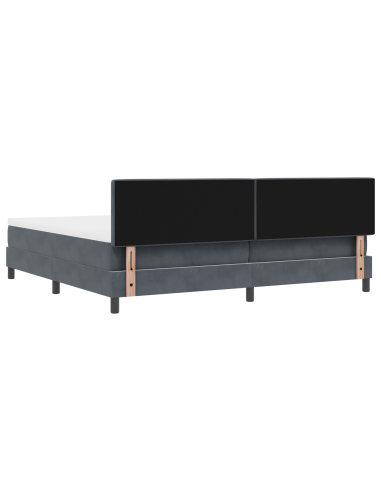 Letto a Sorgente LED con led Grigio scuro 200 x 200 cm Velluto