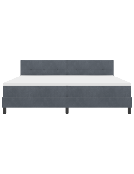 Letto Box Spring con Materasso e LED Grigio Scuro 200x200 cm Velluto
