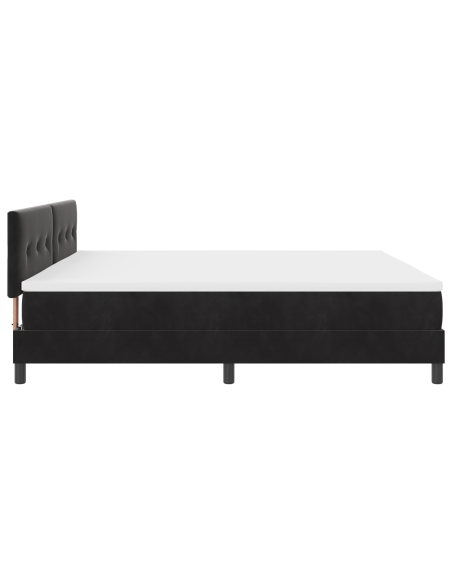 Letto a Sorgente LED con materasso Nero 200 x 200 cm Velluto