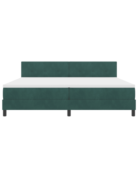 Letto a box con materasso e LED verde scuro 200x200 cm in velluto